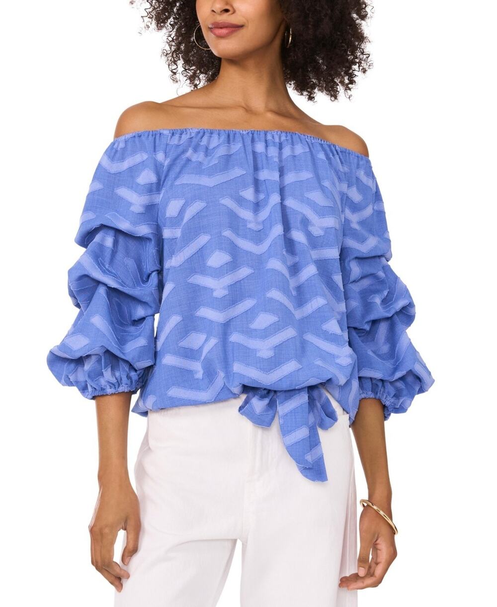 Vince Camuto Women's Textured Off-the-Shoulder Bubble Sleeve Top Size Xs 3859